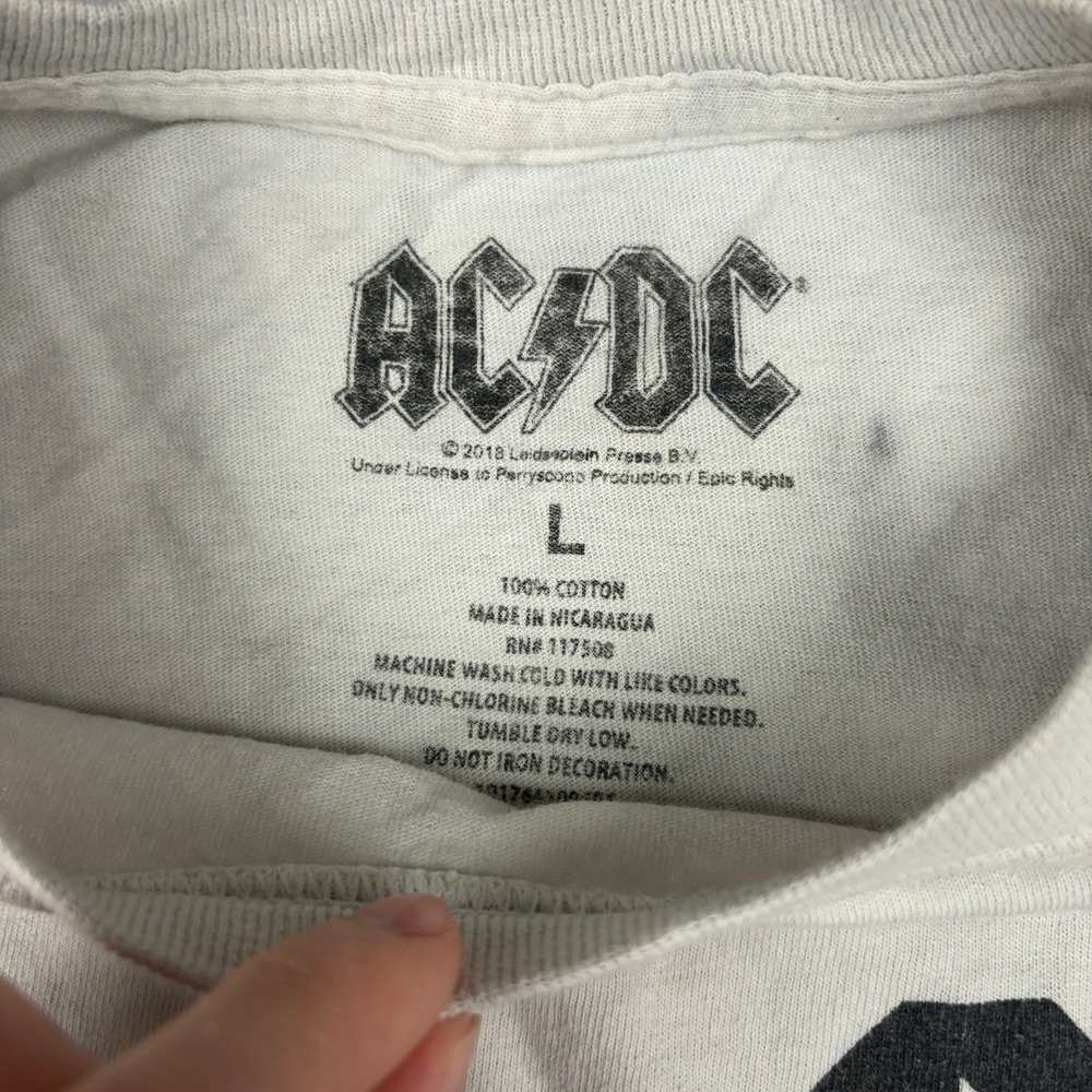 Y2K AC/DC Graphic Tee Mens Large Back In Black 1980 US Tour Tie Dye Grunge Skate - Picture 7 of 15